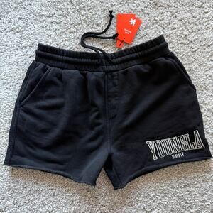 Men's YoungLA 1119 EmbroideryLogoGymShorts, XL, NWT, Black
